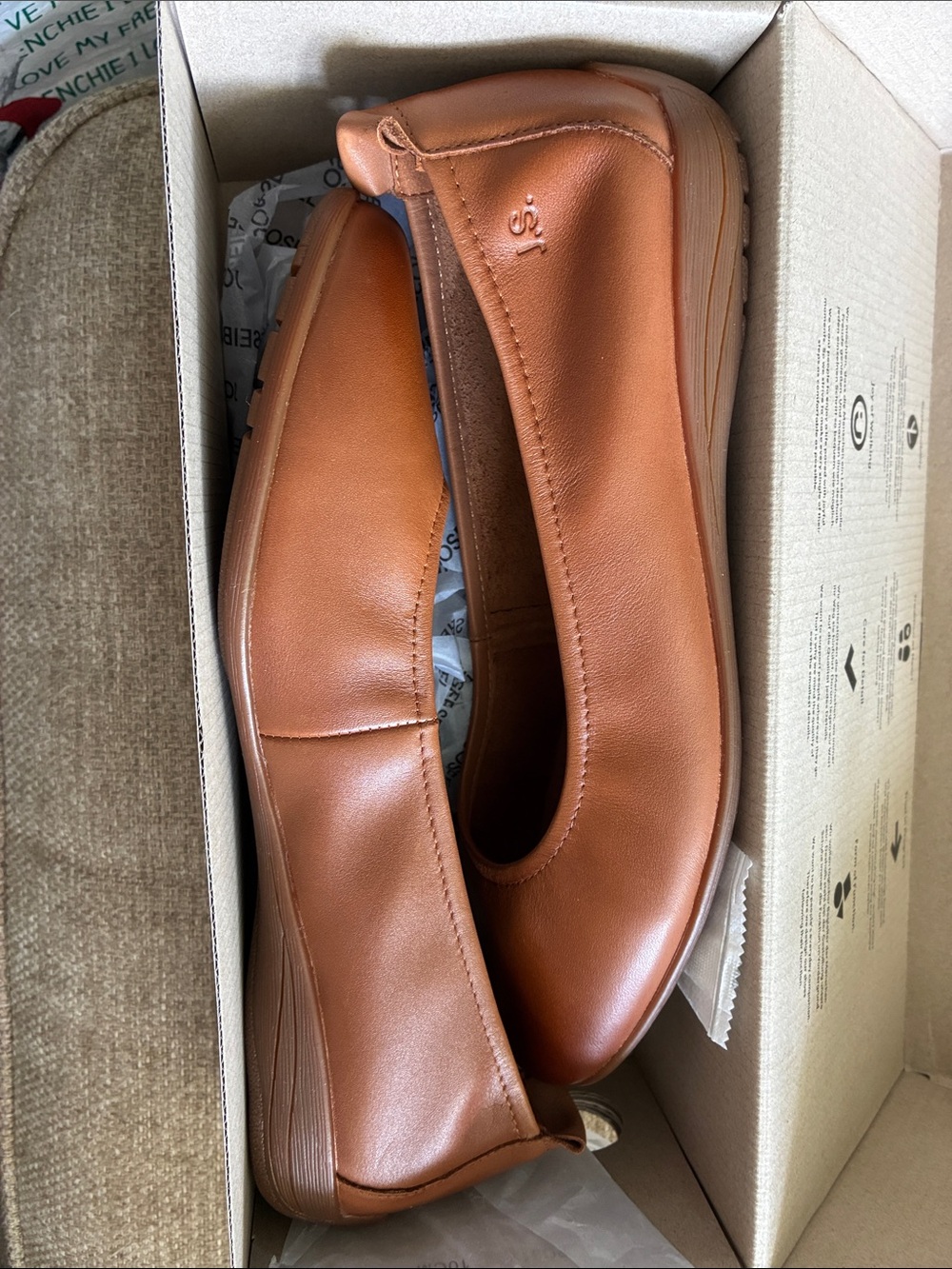 Josef Seibel Camel Leather Ballet Flats